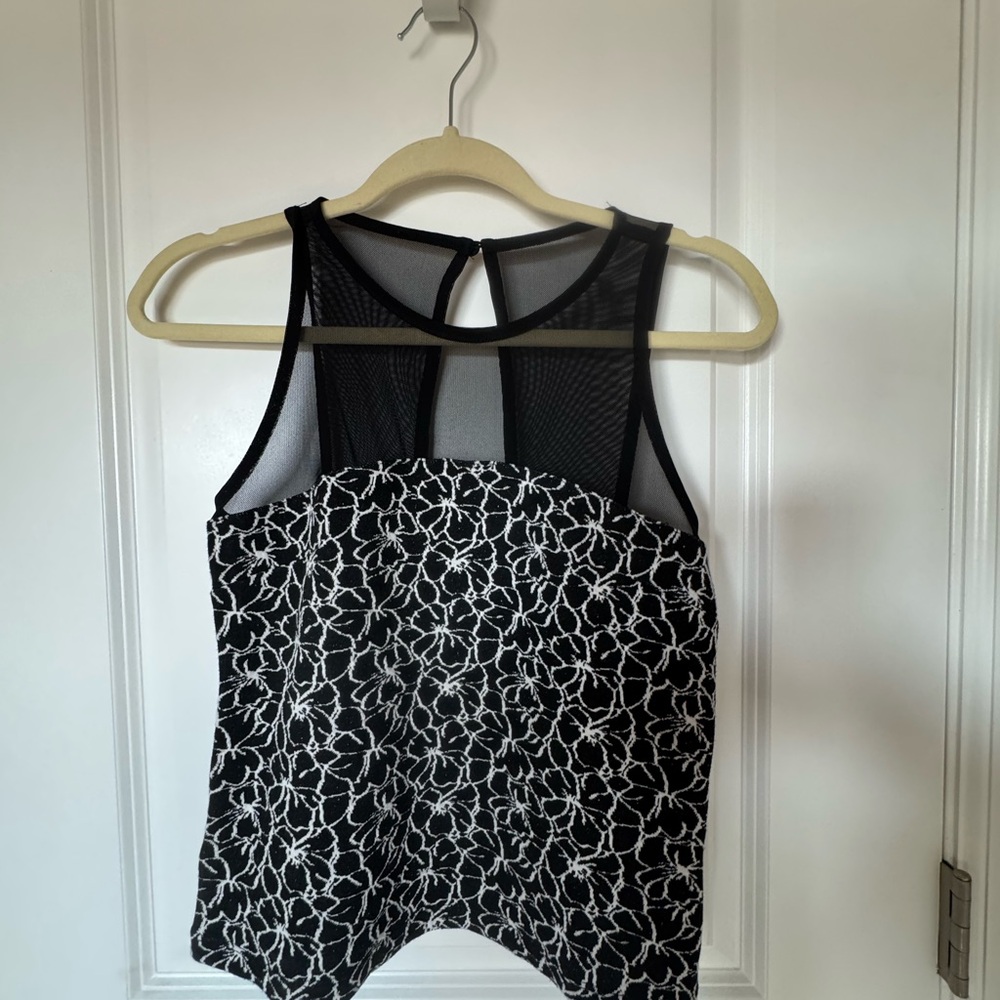 Maeve Anthropologie Black and White Floral Tank Top
